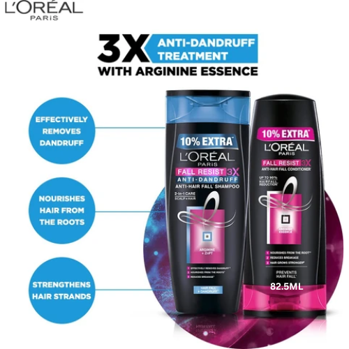 L'Oreal Paris Fall Resist 3X Arginine and ZnPT Anti-Dandruff Anti-Hair Fall Shampoo