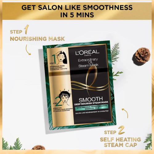 L'Oreal Paris Extraordinary Oil Smooth Steam Mask (Paraben Free) 20ml + 40g