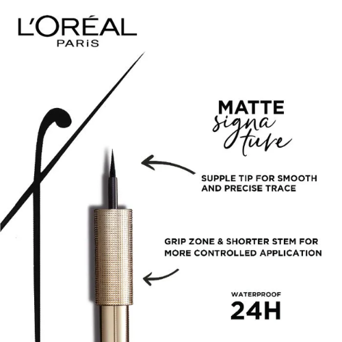 L'Oréal Paris Eye Liner, Ultra-Precise Tip, Waterproof, Fade-Proof and Smudge-proof, Matte Signature