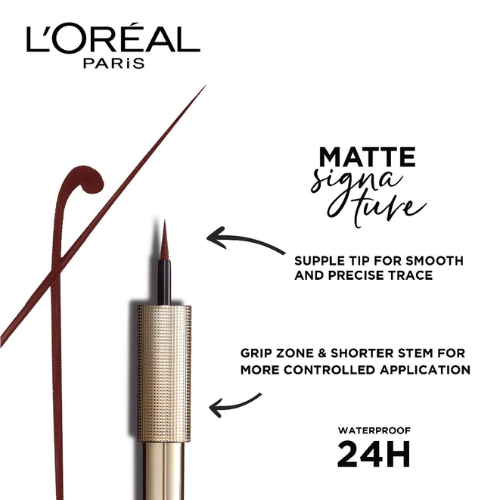 L'Oréal Paris Eye Liner, Ultra-Precise Tip, Waterproof, Fade-Proof and Smudge-proof, Matte Signature