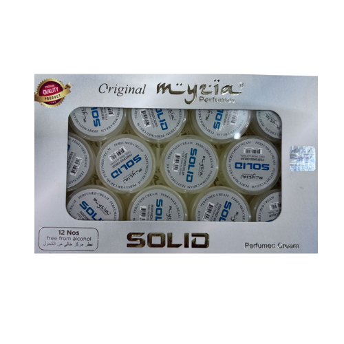 Myzia Solid Perfumed Body Cream – 10g Each, Pack of 12 | Bold, Long-Lasting Scent