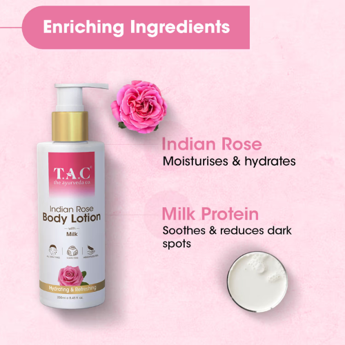 TAC – The Ayurveda Co. Indian Rose Body Lotion with Milk Protein | Hydrated & Refreshed Skin