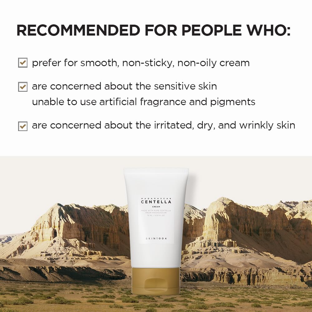 SKIN1004 Madagascar Centella Cream 75ml | Korean Face Moisturizer with Organic Ingredients