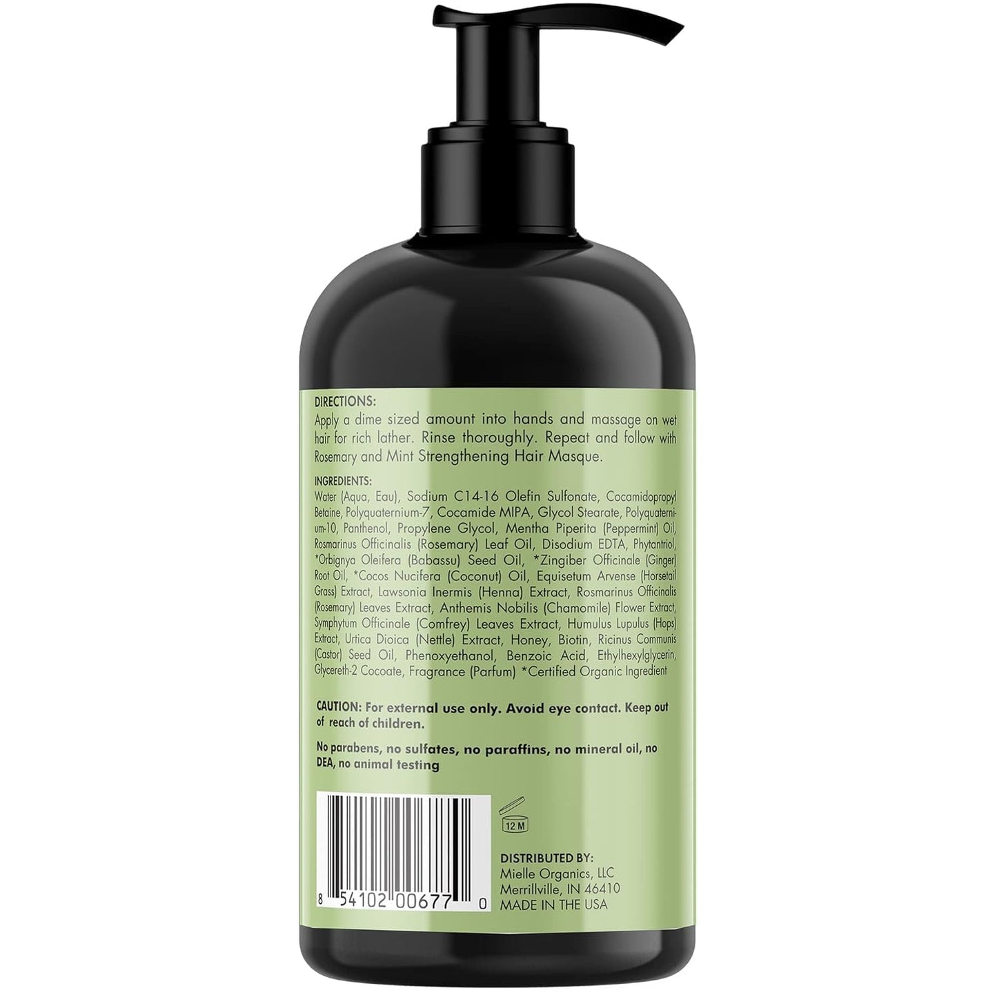 MIELLE Rosemary Mint Strengthening Shampoo Infused with Biotin Cleanser 355 ML
