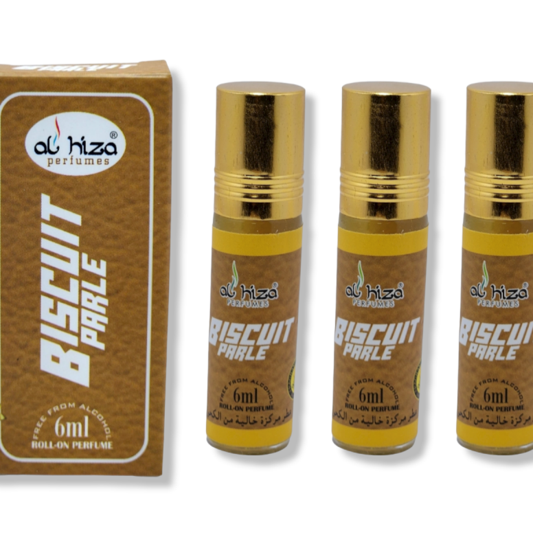 Al-Hiza Biscuit Parle Attar Perfume Oil - 6ml | Sweet & Nostalgic Fragrance (Pack of 3)