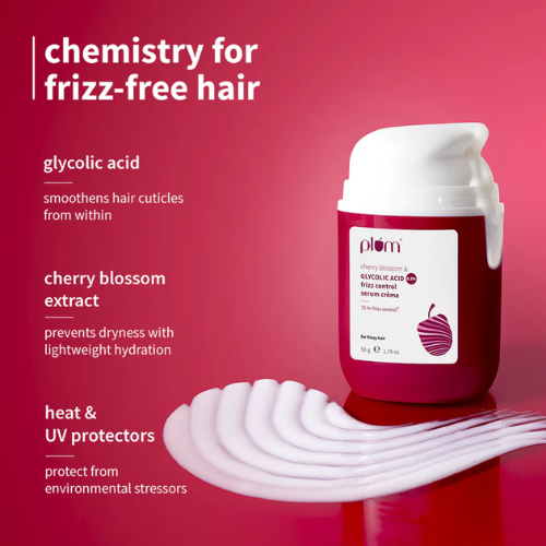 Plum 0.3% Glycolic Acid & Cherry Blossom Frizz Control Serum Creme 50g