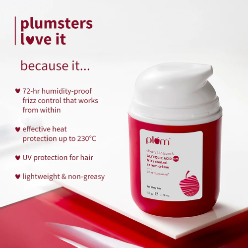 Plum 0.3% Glycolic Acid & Cherry Blossom Frizz Control Serum Creme 50g