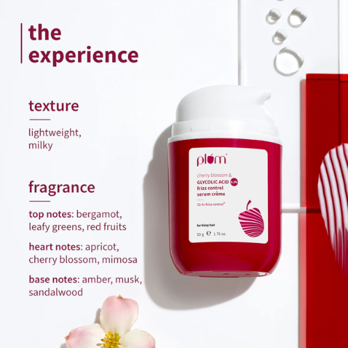 Plum 0.3% Glycolic Acid & Cherry Blossom Frizz Control Serum Creme 50g