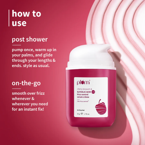 Plum 0.3% Glycolic Acid & Cherry Blossom Frizz Control Serum Creme 50g
