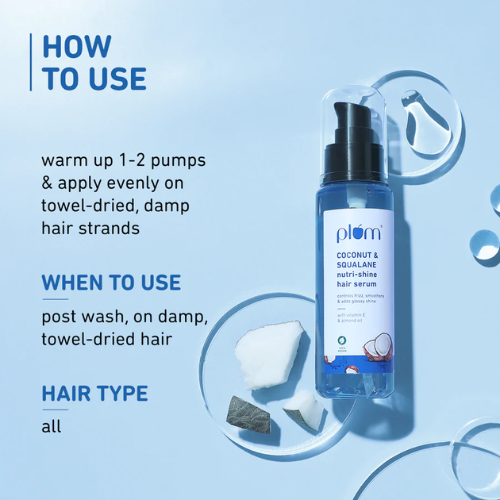 Plum Coconut & Squalane Hair Serum for Soft, Shiny Hair 75ml