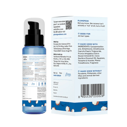 Plum Coconut & Squalane Hair Serum for Soft, Shiny Hair 75ml