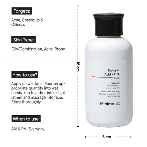 Minimalist Salicylic Acid + LHA 2% Cleanser 100ml