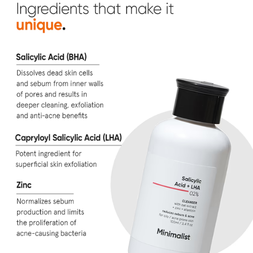 Minimalist Salicylic Acid + LHA 2% Cleanser 100ml