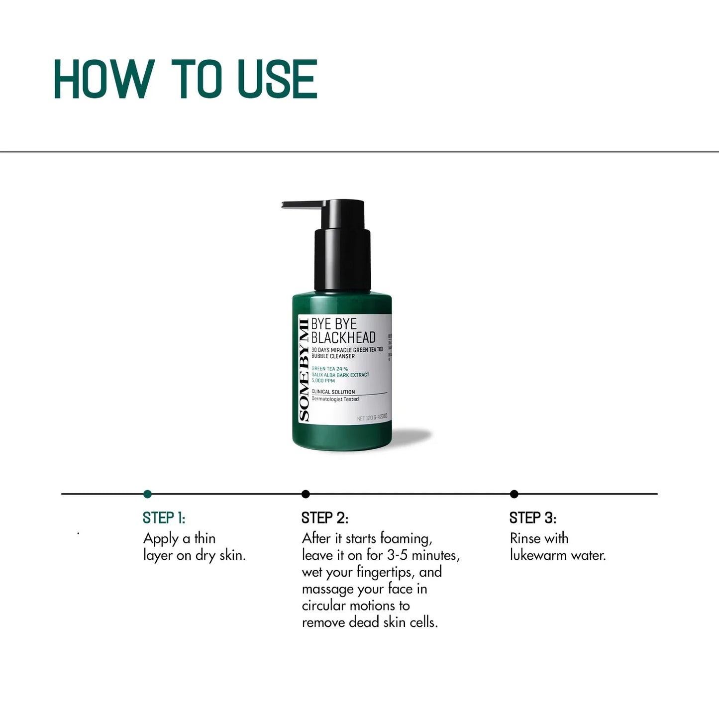 Some By Mi Bye Bye Blackhead 30 Days Miracle Green Tea Tox Bubble Cleanser – 120 g