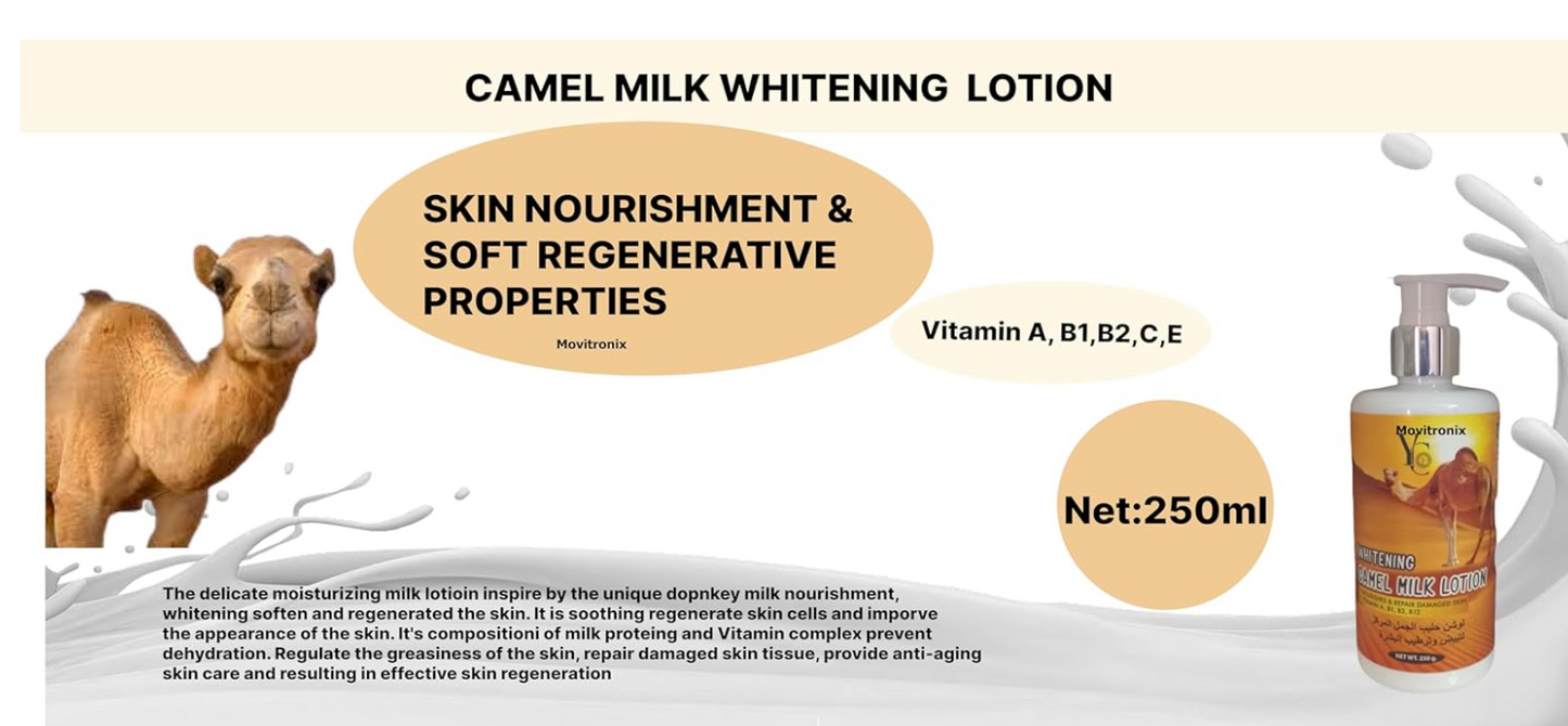 YC Whitening Camel Milk Lotion – Deep Moisturizing & Skin Brightening Body Lotion