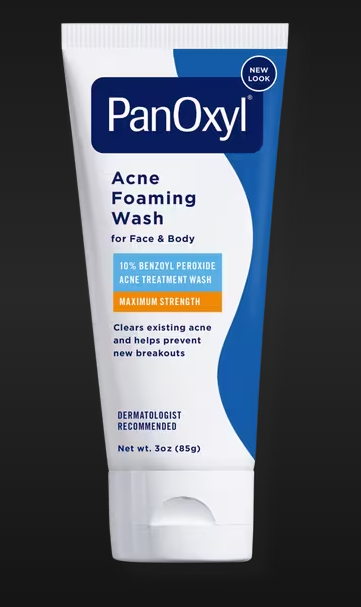 PanOxyl Acne Foaming Wash for Face & Body – Maximum Strength Benzoyl Peroxide Cleanser
