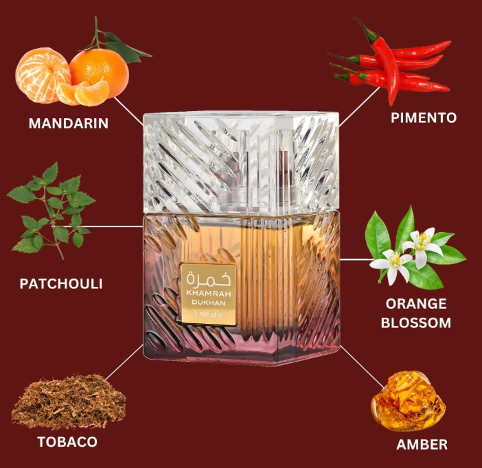 Lattafa Khamrah Dukhan Eau de Parfum – 100ml | Smoky, Spicy & Sweet Gourmand Perfume