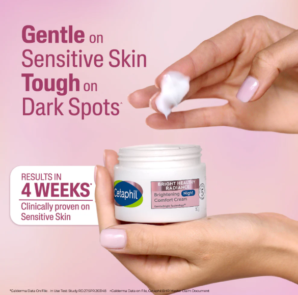 Cetaphil Bright Healthy Radiance Brightening Night Comfort Cream – Overnight Hydration & Tone Correction for Sensitive Skin