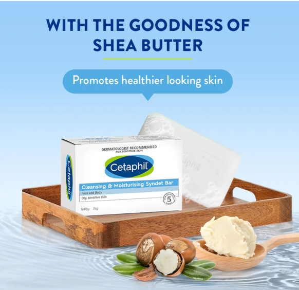 Cetaphil Cleansing & Moisturising Syndet Bar – Soap-Free Gentle Cleanser for Dry and Sensitive Skin