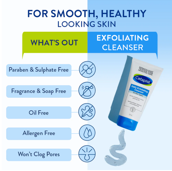 Cetaphil Daily Exfoliating Cleanser – Gentle Face Scrub for All Skin Types