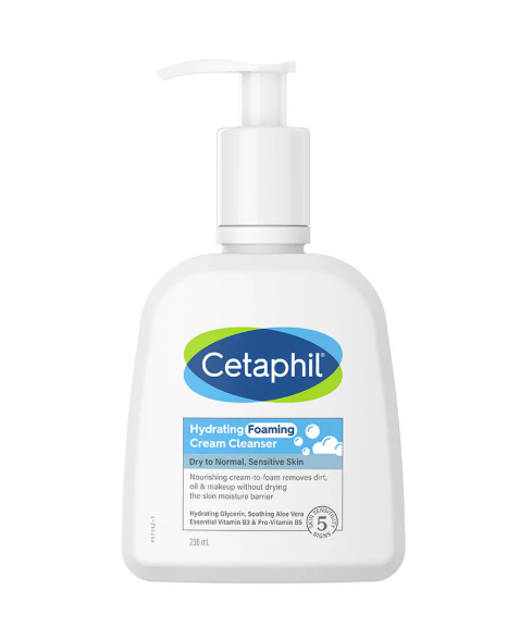Cetaphil Hydrating Foaming Cream Cleanser – 236ml (For Dry to Normal, Sensitive Skin)