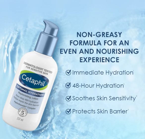 Cetaphil Optimal Hydration Replenishing Body Lotion – 237ml (For Dry to Dehydrated, Sensitive Skin)