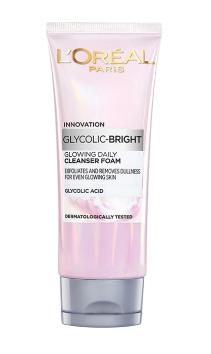 L'Oréal Paris Glycolic Bright Foaming Facial Cleanser – Brightening Face Wash with Glycolic Acid, 100ml