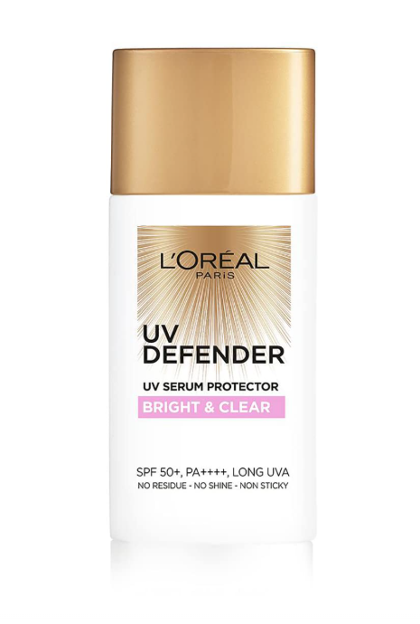L’Oréal Paris UV Defender Serum Protector Bright & Clear SPF 50 PA++++ – Lightweight Niacinamide Brightening Sunscreen, 50ml