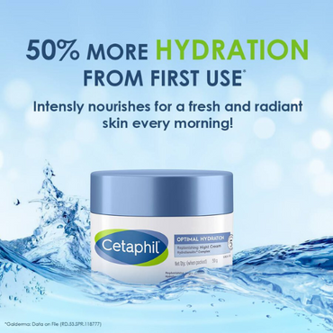 Cetaphil Optimal Hydration Replenishing Night Cream 50g – Deep Overnight Moisture for Sensitive Skin