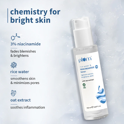 Plum 3% Niacinamide & Rice Water Toner - Brightening & Pore-Refining