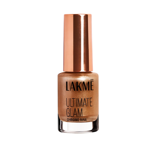 Lakmē Ultimate Glam Chrome Nail Bronze - Metallic Chrome Nail Polish for Glamorous Nails