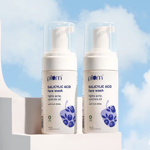 Plum 1% Salicylic Acid Foaming Face Wash for Acne - 110ml x2 Pack