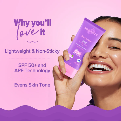 Aqualogica Illuminate+ Dewy Sunscreen SPF 50+ PA++++ | Wild Berries & Alpha Arbutin – 80g