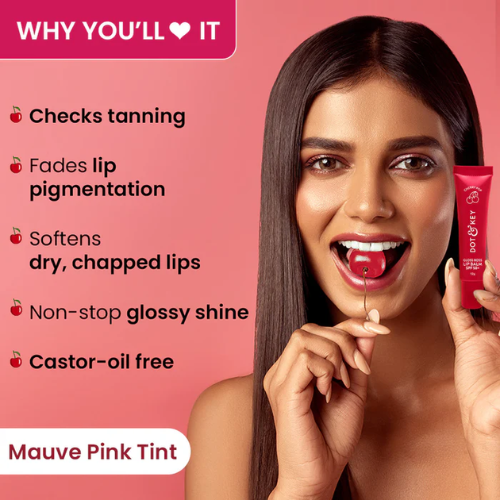 Dot & Key Vitamin C + E Brightening Lip Balm with SPF 50+ (Cherry Pop Medium Tinted)