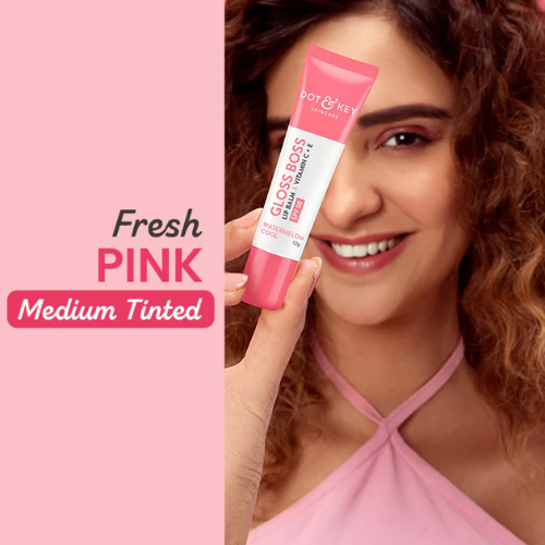 Dot & Key Vitamin C + E Brightening Lip Balm with SPF 50+ (Watermelon Cool Medium Tinted)