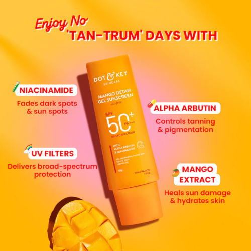 Dot & Key Mango + Detan Gel Sunscreen (Oil Free), SPF 50+ PA+++ 80g