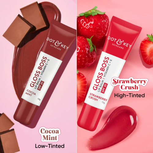 Dot & key SPF 50+ Vitamin C + E Brightening Lip Balm - Pack of 2 (Strawberry Crush + Cocoa Nude)
