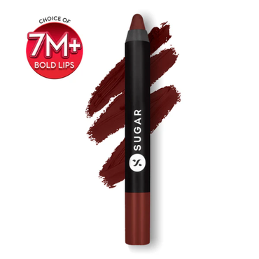 SUGAR Cosmetics Matte As Hell Crayon Lipstick 13 Murphy Brown (Chocolate Burgundy) 2.8gm