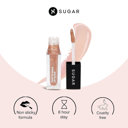 SUGAR Cosmetics Time To Shine Lip Gloss 10 Princess Aurora (Golden Beige With Shimmer)