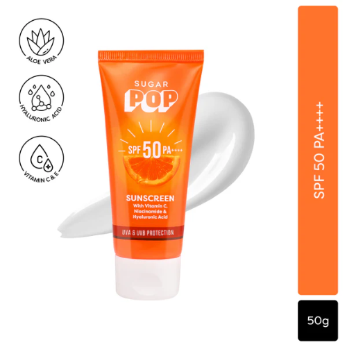 SUGAR POP SPF 50 Sunscreen With Vitamin C, Niacinamide & Hyaluronic Acid