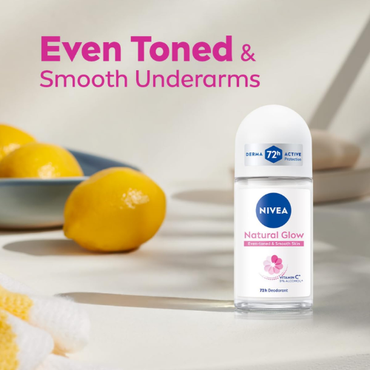 NIVEA Natural Glow Smooth Skin Deo Roll On | Brighten & Protect