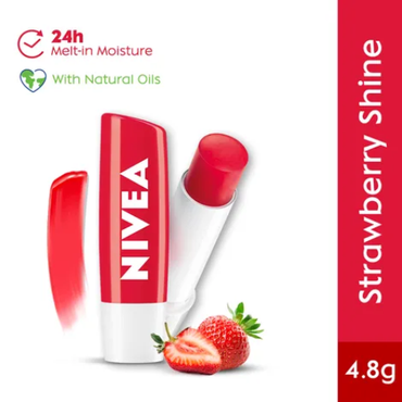 NIVEA Strawberry Shine Lip Balm | Soft & Glossy Lips