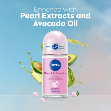 NIVEA Pearl & Beauty Radiance Deo Roll On 50ml | Long-Lasting Freshness