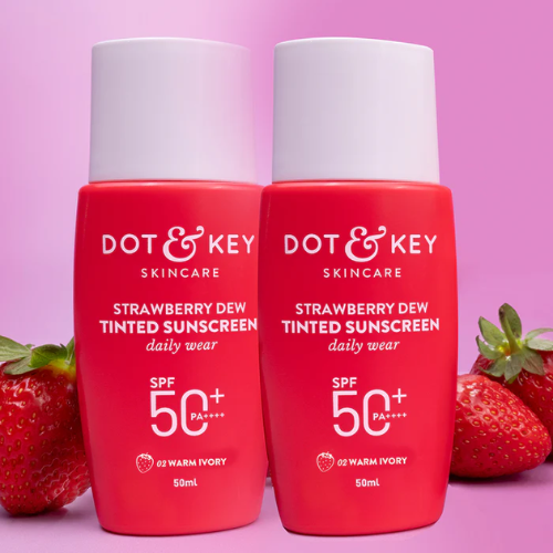 Dot & Key Strawberry Dew Tinted Sunscreen SPF 50+, Warm Ivory- Pack of 2 100ml