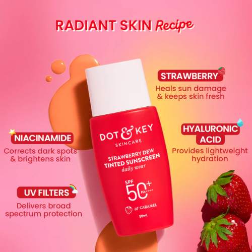 Dot & Key Strawberry Dew Tinted Sunscreen SPF 50+, Warm Ivory- Pack of 2 100ml