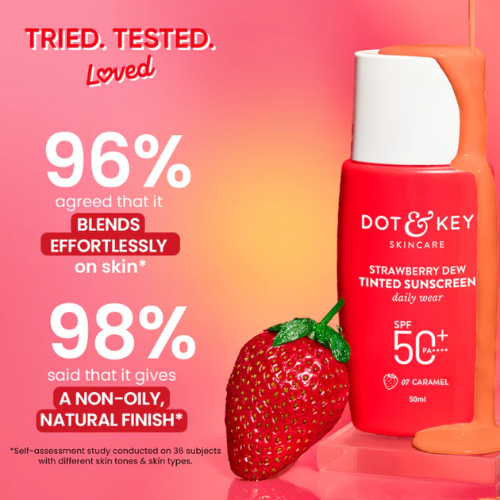 Dot & Key Strawberry Dew Tinted Sunscreen SPF 50+, Warm Ivory- Pack of 2 100ml