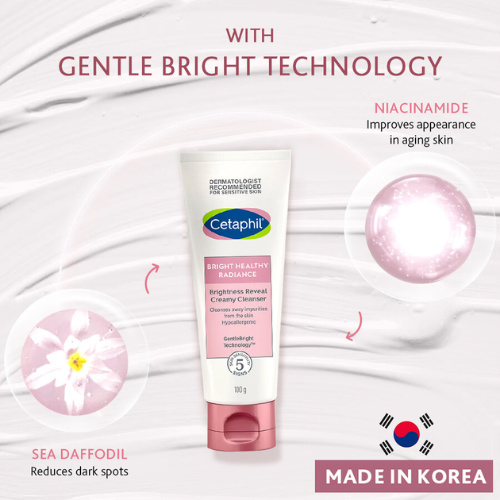Cetaphil Bright Healthy Radiance Creamy Cleanser – Gentle Brightening Face Wash for Sensitive Skin
