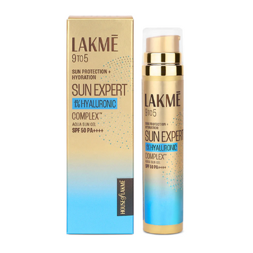 Lakmē 1% Hyaluronic Water-Light Sunscreen Gel SPF 50 PA++++ | For Oily Skin | Plump & Hydrated Skin | 56 g