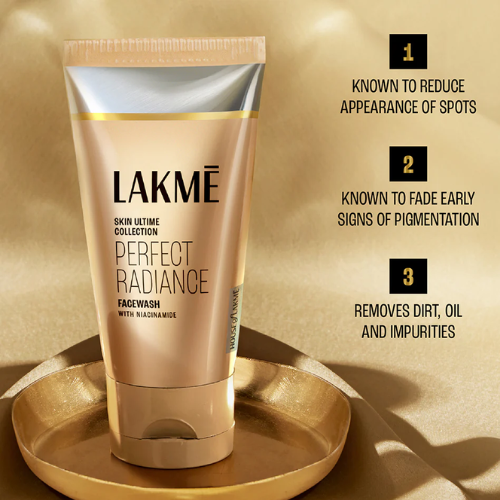 Lakmē Perfect Radiance Brightening Facewash with Niacinamide for Glowing Skin, 50gm