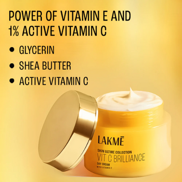 Lakmē Vit C Brilliance Day Cream 50gm - Vitamin C Infused Day Cream for Radiant Skin